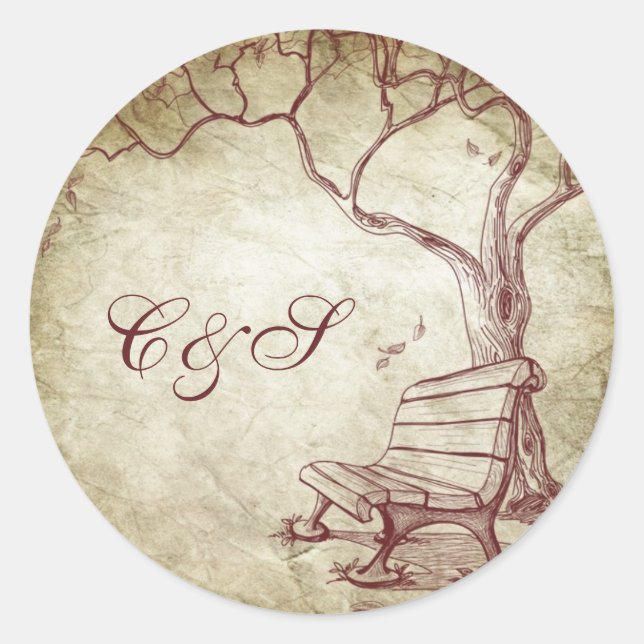 Fall Tree Wedding Favour Stickers (Front)