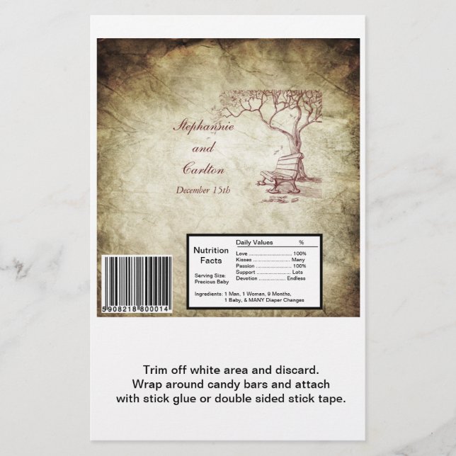 Fall Tree Wedding Large Candy Bar Wrap Flyer (Front)