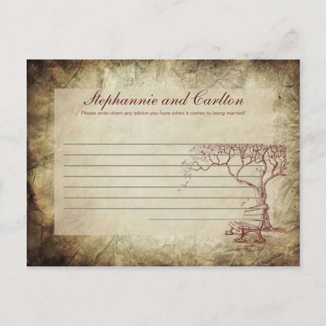 Fall Tree Wedding Writable Advice Card (Front)