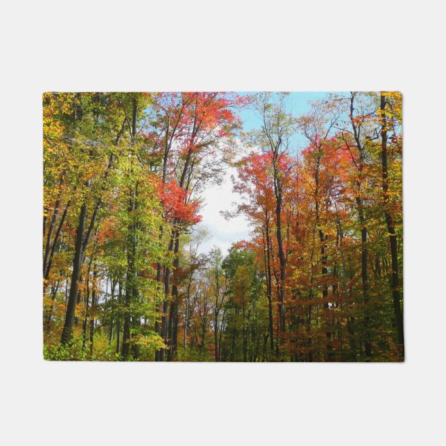 Fall Trees and Blue Sky Autumn Nature Photography Doormat (Front)