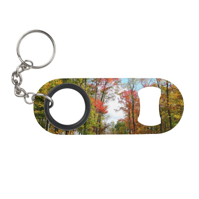 Fall Trees and Blue Sky Autumn Nature Photography Mini Bottle Opener (Front (Horizontal))