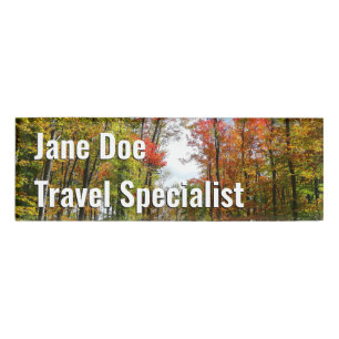 Fall Trees and Blue Sky Autumn Nature Photography Name Tag