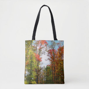 Fall Trees and Blue Sky Autumn Nature Photography Tote Bag