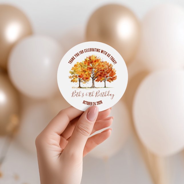 Fall Trees, Autumn, Oak, Maple, Trees Party Favour Classic Round Sticker (Creator Uploaded)