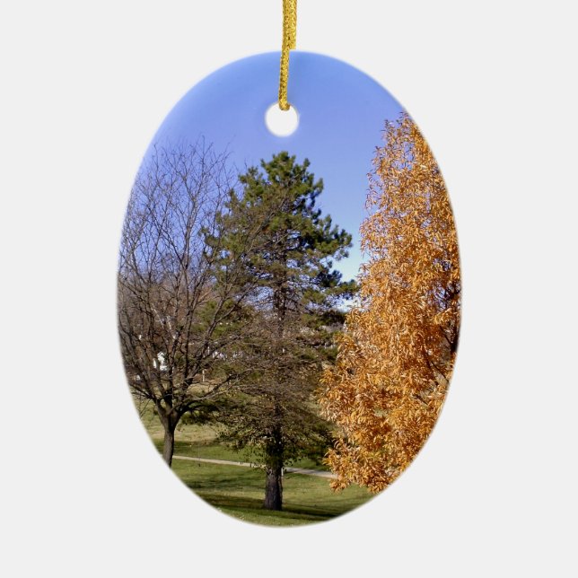 Fall Trees Ceramic Ornament (Front)