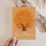 fall trees happy thanksgiving holiday card<br><div class="desc">This thanksgiving holiday card features autumnal fall tree leaves. The text and back colour can be personalized.</div>