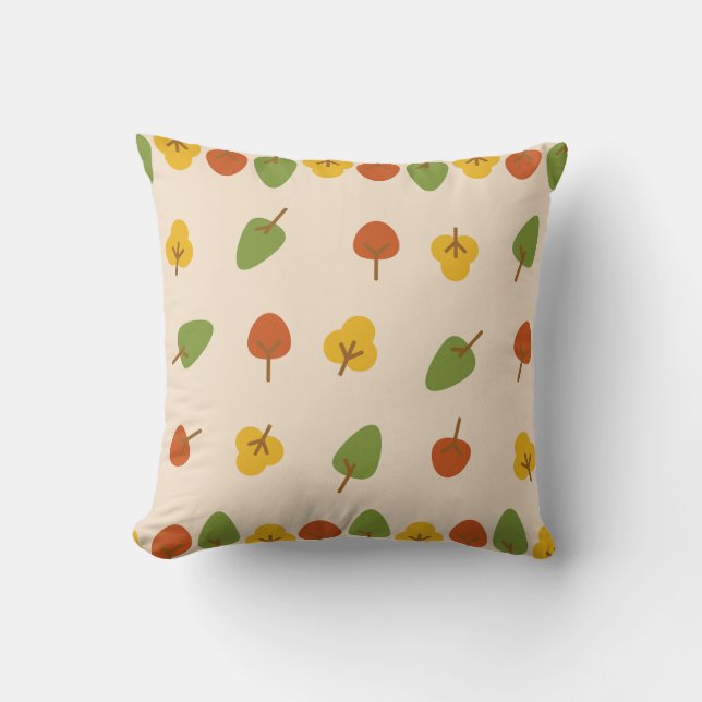 Fall Trees Pattern Fall Square Pillow (Front)