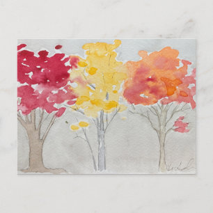 fall trees postcard