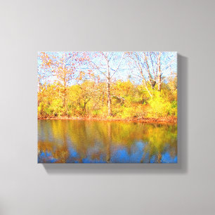 Fall Trees Reflecting on Water Canvas Print