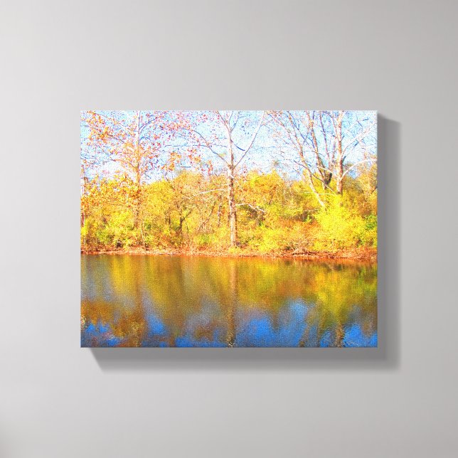 Fall Trees Reflecting on Water Canvas Print (Front)