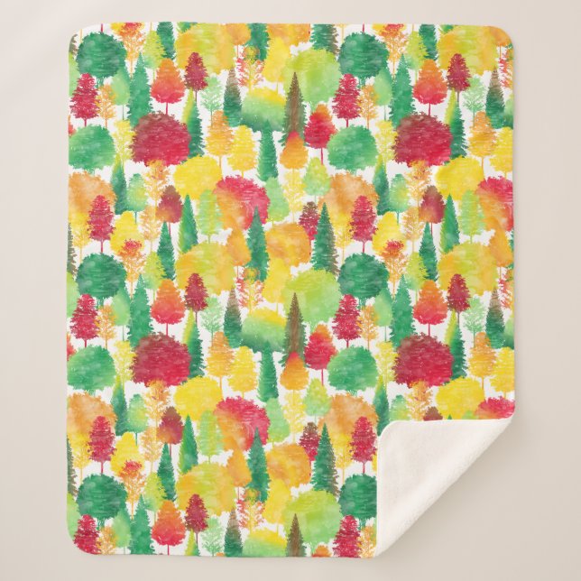 Fall Trees Sherpa Blanket (Front)