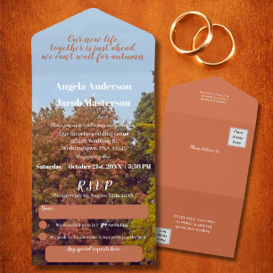 Fall Trees Terrecotta Autumn Wedding  All In One Invitation