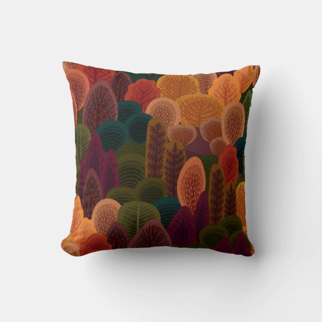 Fall Trees Throw Pillow (Front)