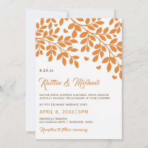Fall Trees Wedding Invitations   Orange & Brown