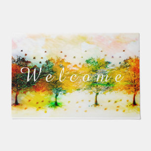 Fall trees Welcome Doormat