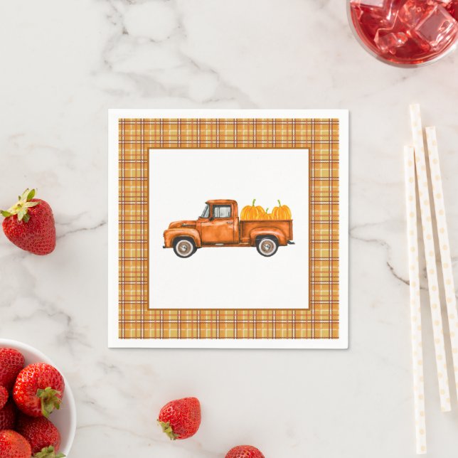 Fall Truck Birthday Napkin - Truck Only (Insitu)