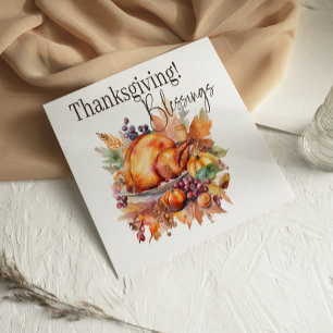 Fall Turkey Blessings Table Thanksgiving card