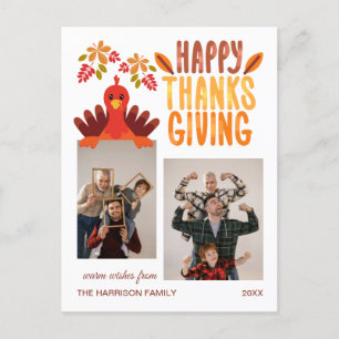 Fall Turkey Happy Thanksgiving 2 Photos Postcard