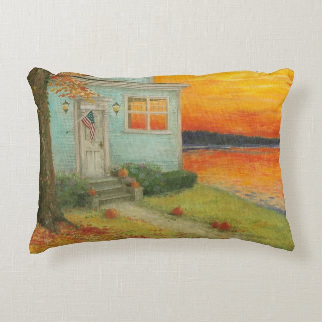 Fall Twilight Poetic Lakehouse Accent Pillow (Front)