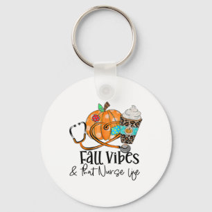 Fall Vibes And Nurse Life Pumpkin Leopard Thanksgi Keychain
