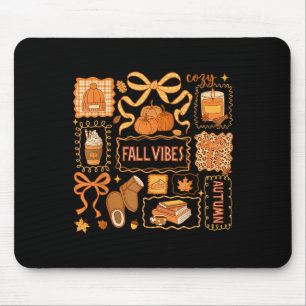 Fall Vibes Autumn Coquette Pumpkin Thanksgiving Co Mouse Pad