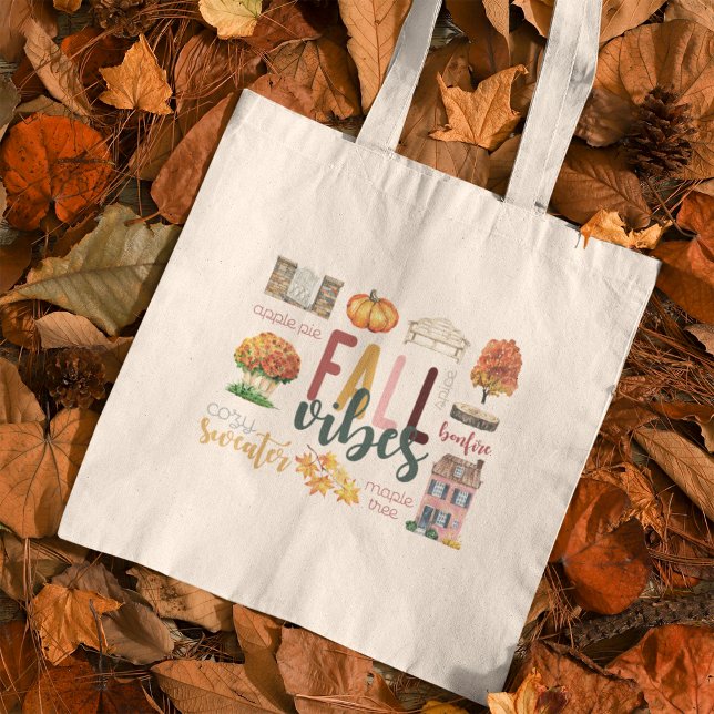Fall Vibes Autumn Favourites Rustic Watercolor Tote Bag (Creator Uploaded)