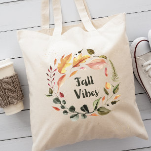 Fall Vibes Autumn Watercolor Tote Bag