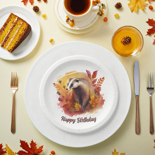 Fall vibes Badger - Birthday  Paper Plate