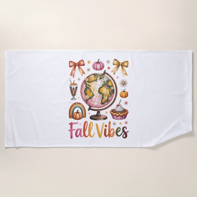 Fall Vibes Beach Towel (Front)