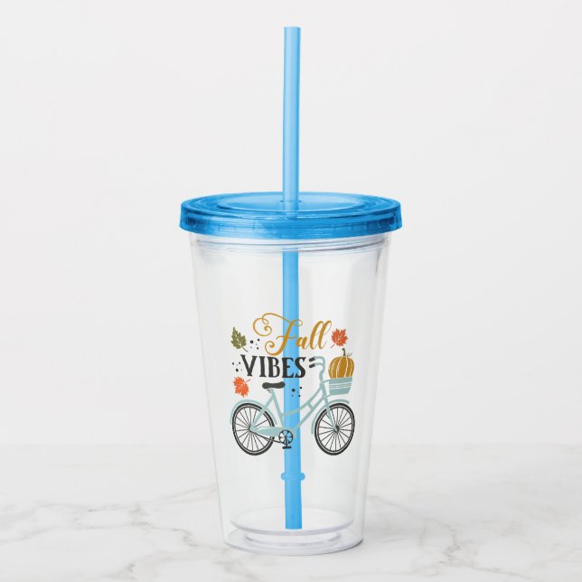 Fall Vibes By Bicycle Acrylic Tumbler (Front)