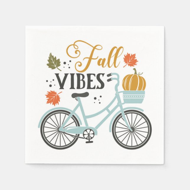 Fall Vibes By Bicycle Napkin (Front)