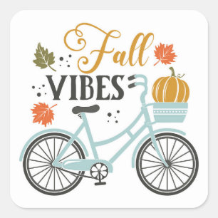 Fall Vibes By Bicycle Square Sticker