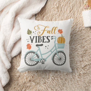 Fall Vibes By Bicycle Throw Pillow