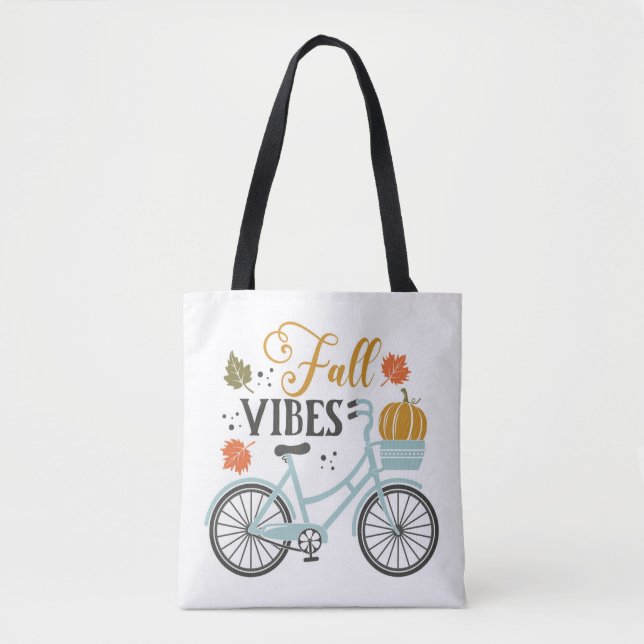 Fall Vibes By Bicycle Tote Bag (Front)