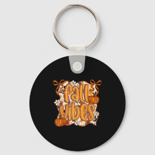 Fall Vibes Coquette Bow Pumpkin Thanksgiving Autum Keychain