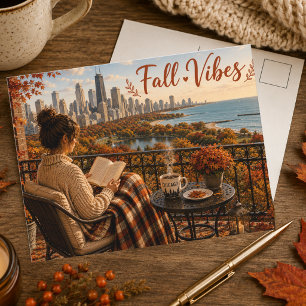 Fall Vibes Cozy Chicago Balcony Postcard