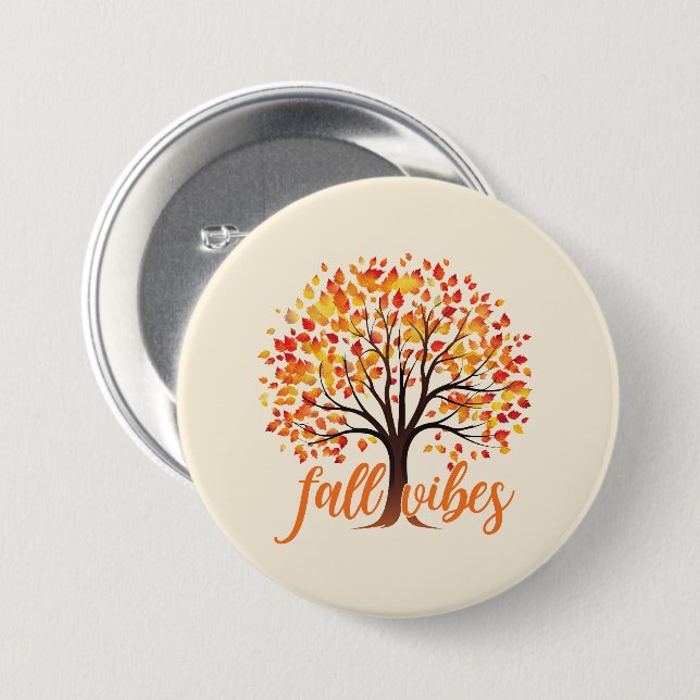 Fall Vibes – Cozy Fall Tree 3 Inch Round Button (Front & Back)