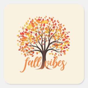 Fall Vibes – Cozy Fall Tree Square Sticker