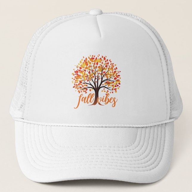 Fall Vibes – Cozy Fall Tree Trucker Hat (Front)