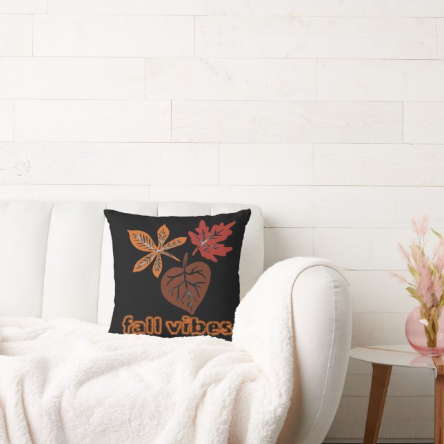 Fall Vibes Cute Autumn Leaves Throw pillow  (Couch)