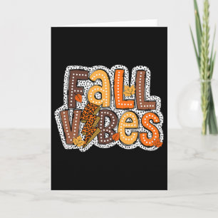Fall Vibes Dalmatian Dots Autumn Pumpkins Thanksgi Card