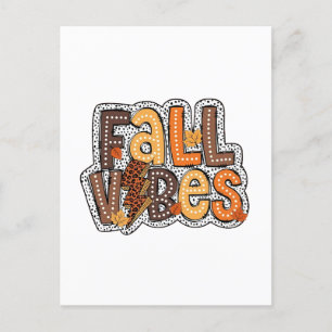 Fall Vibes Fall Leaves Pumpkin Spice Thanksgiving Holiday Postcard