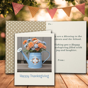 Fall Vibes Floral Thanksgiving Teacher Greeting Card