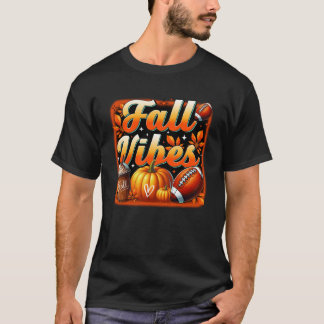 Fall Vibes Football Pumpkin Spice Latte Autumn Tha T-Shirt