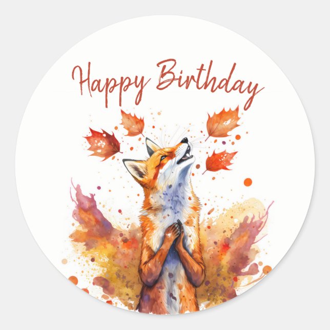 Fall vibes Fox - Birthday  Classic Round Sticker (Front)
