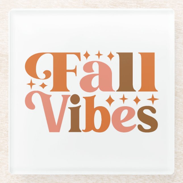 Fall Vibes Glass Coaster (Front)