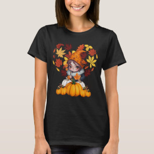Fall Vibes Gnome Pumpkin Heart Hello Autumn Vibes T-Shirt