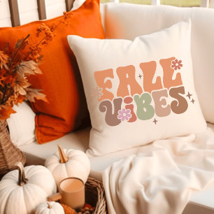 Fall Vibes Groovy Retro Fall Throw Pillow