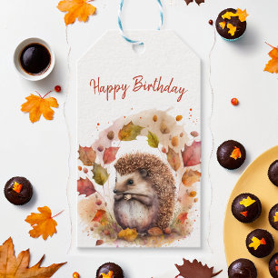 Fall vibes Hedgehog - Birthday  Gift Tags