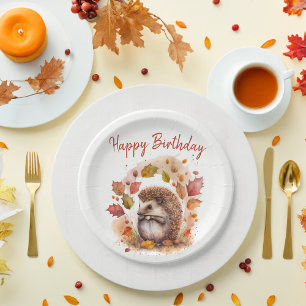 Fall vibes Hedgehog - Birthday Paper Plate
